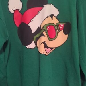 Disney Green and Red Long Sleeve Tee with Festive Character